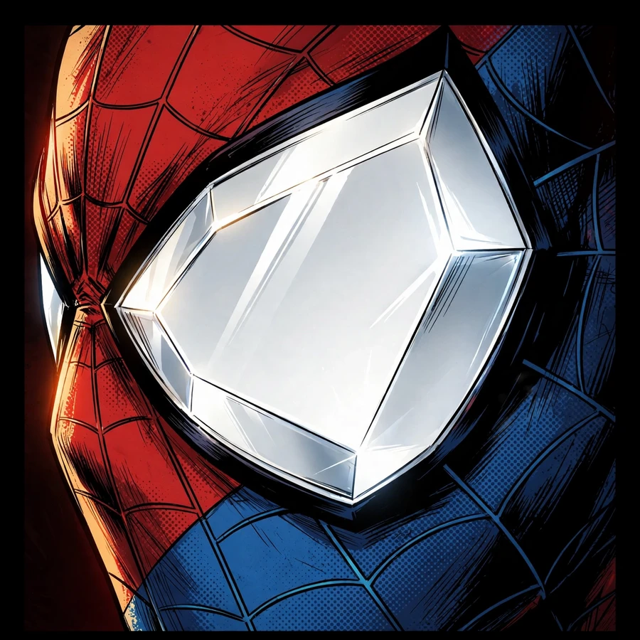 Masked hero pfp: original extreme close-up of one giant lens