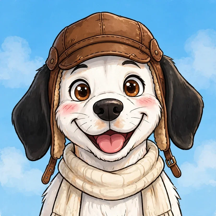Snoopy pfp flying ace: original aviator helmet with a cream scarf