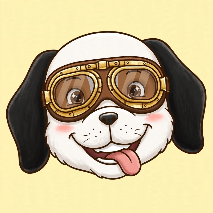 Snoopy flying ace pfp: original giant brass goggles with tongue out