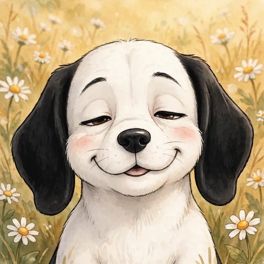 Aesthetic Snoopy pfps: original serene smile in a golden daisy field