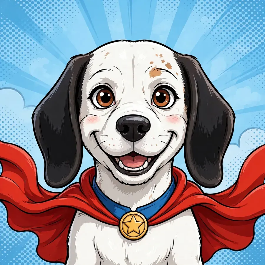 Snoopy pfps alter ego: original superhero beagle with a red cape