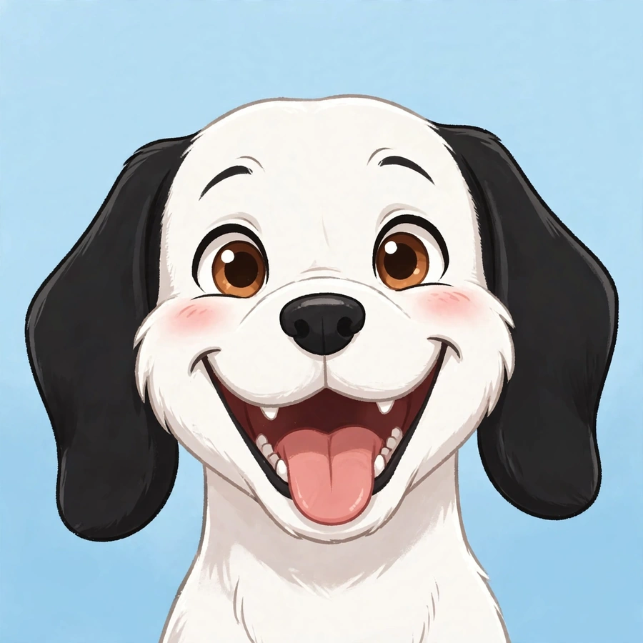 Classic Snoopy pfp: original happy laughing grin on a sky blue background