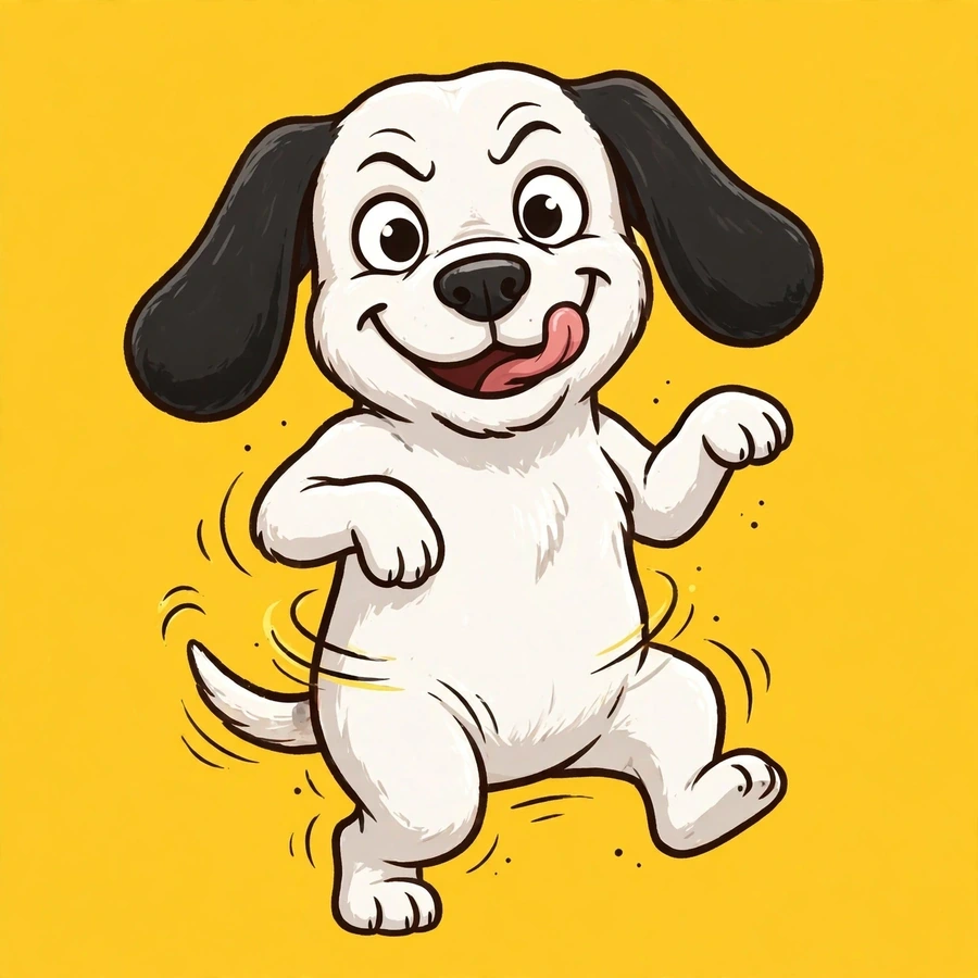 Snoopy funny pfp: original full-body happy dance on yellow