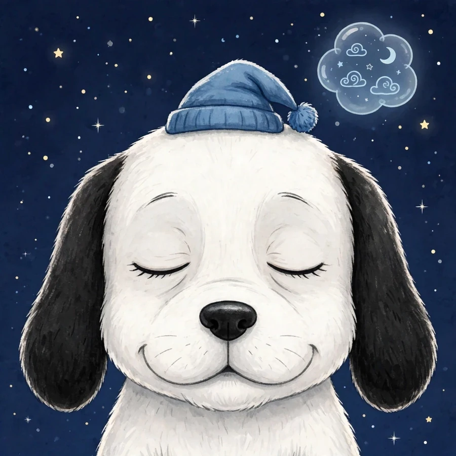 Snoopy pfp sleepy: original blue nightcap under a starry sky