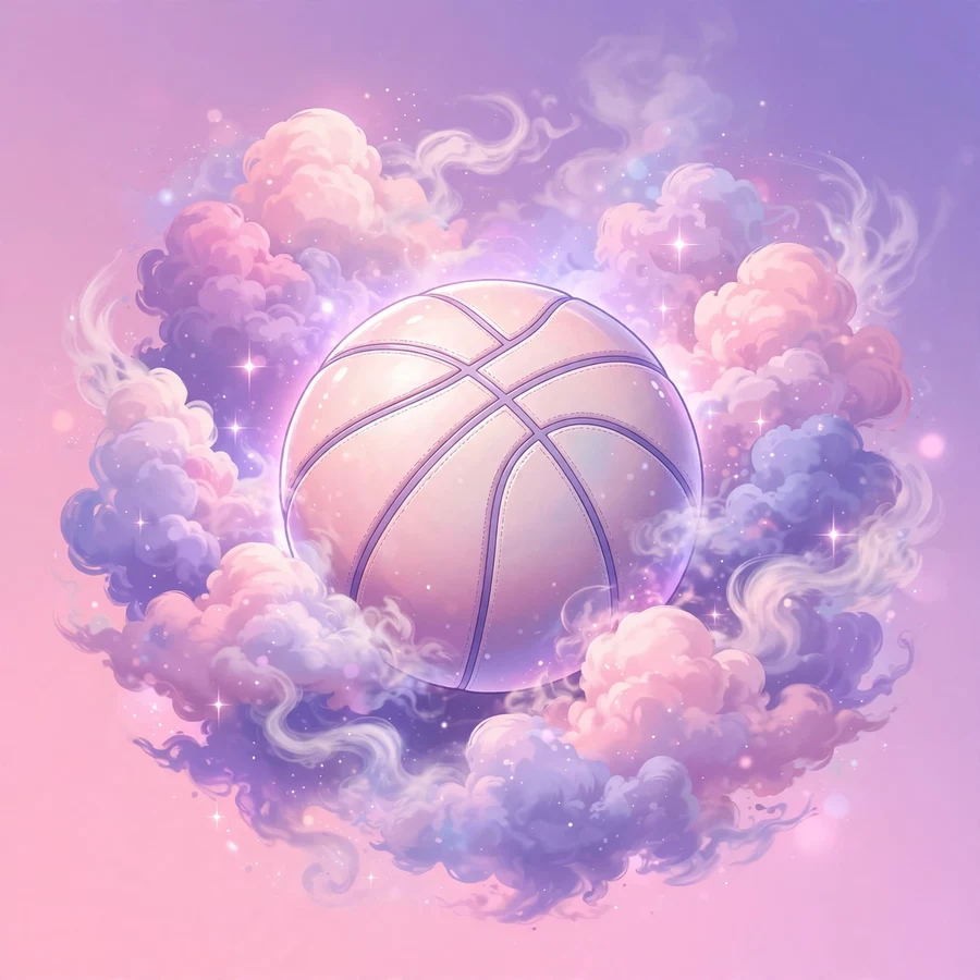 Aesthetic basketball pfp: original pastel basketball floating among clouds