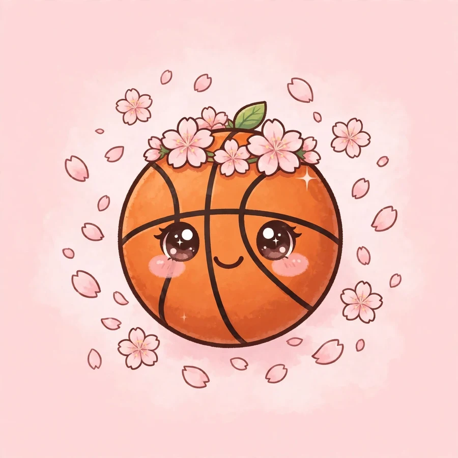 Aesthetic basketball pfp: original basketball with cherry blossom petals
