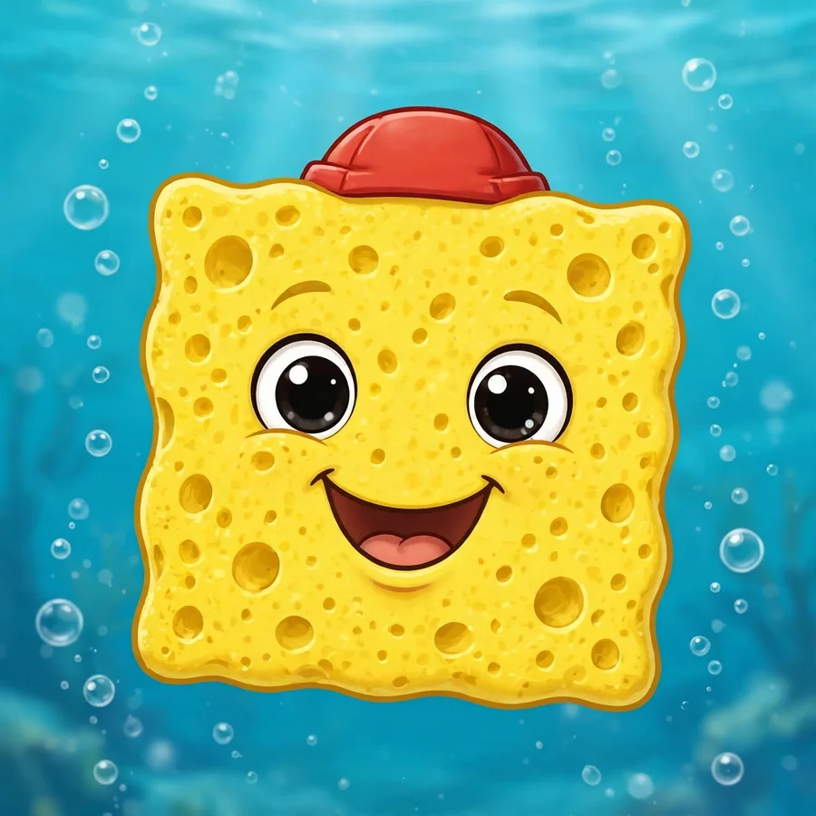 Spongebob pfp of a cute sponge character with red cap