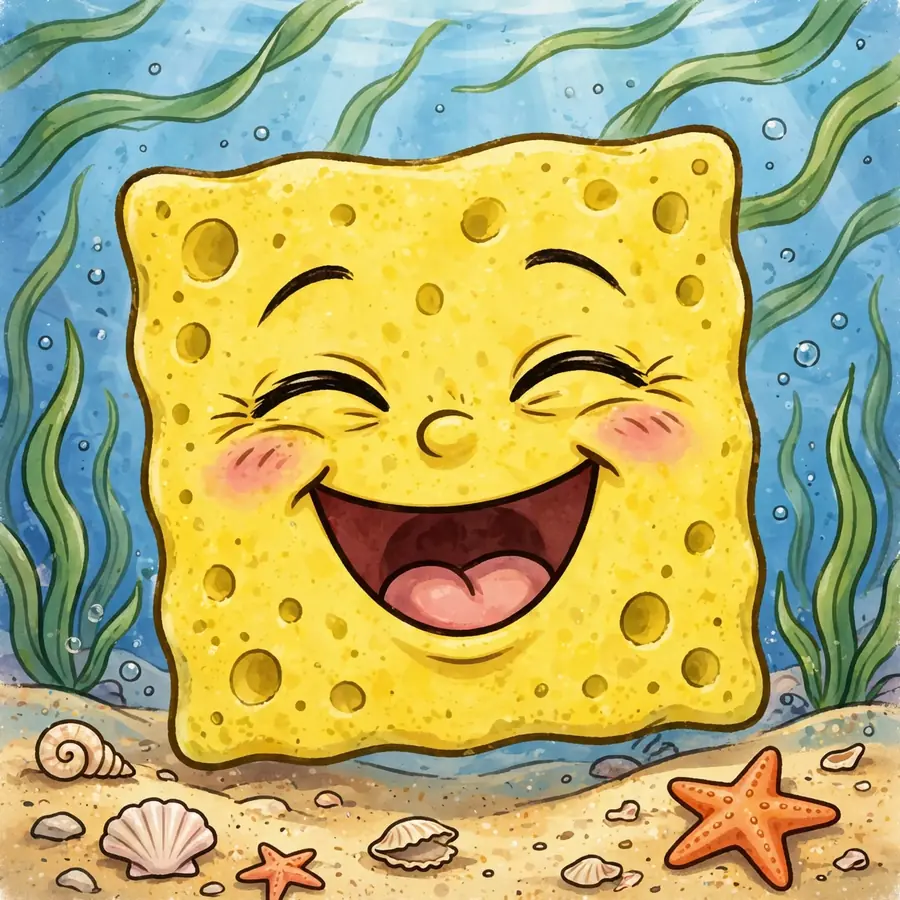 Spongebob pfp of a laughing sponge character