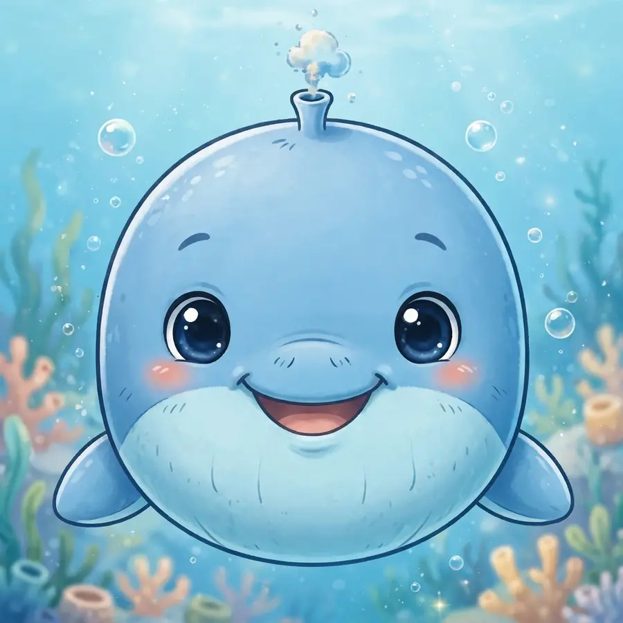 Spongebob pfp of a happy blue whale
