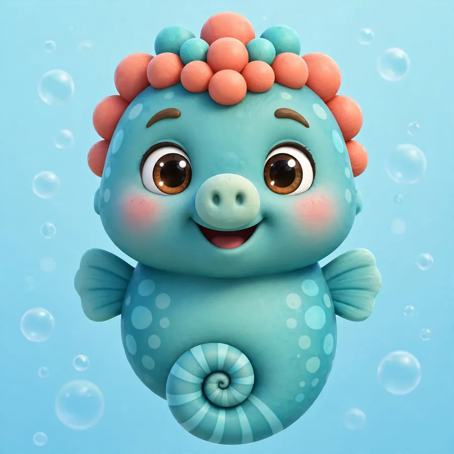 Spongebob pfp of a cute seahorse with coral