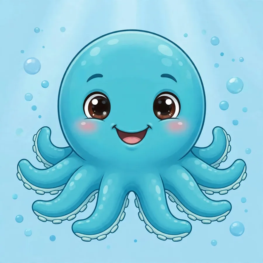 Spongebob pfp of a blue octopus smiling