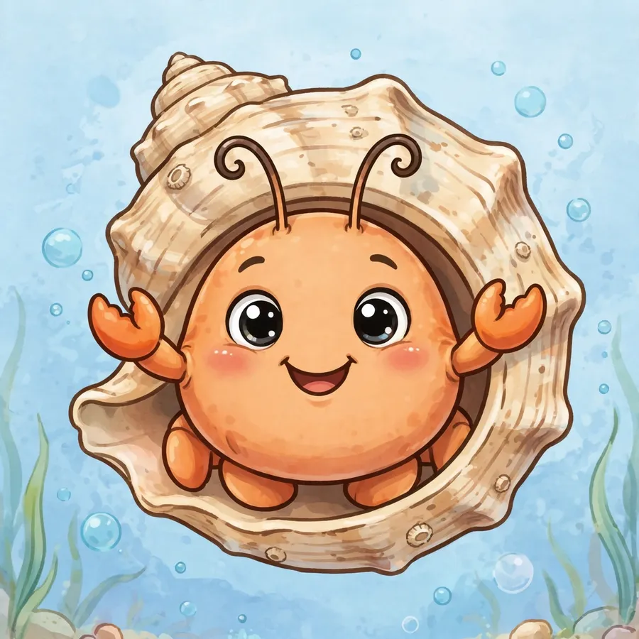 Spongebob pfp of a hermit crab in a shell