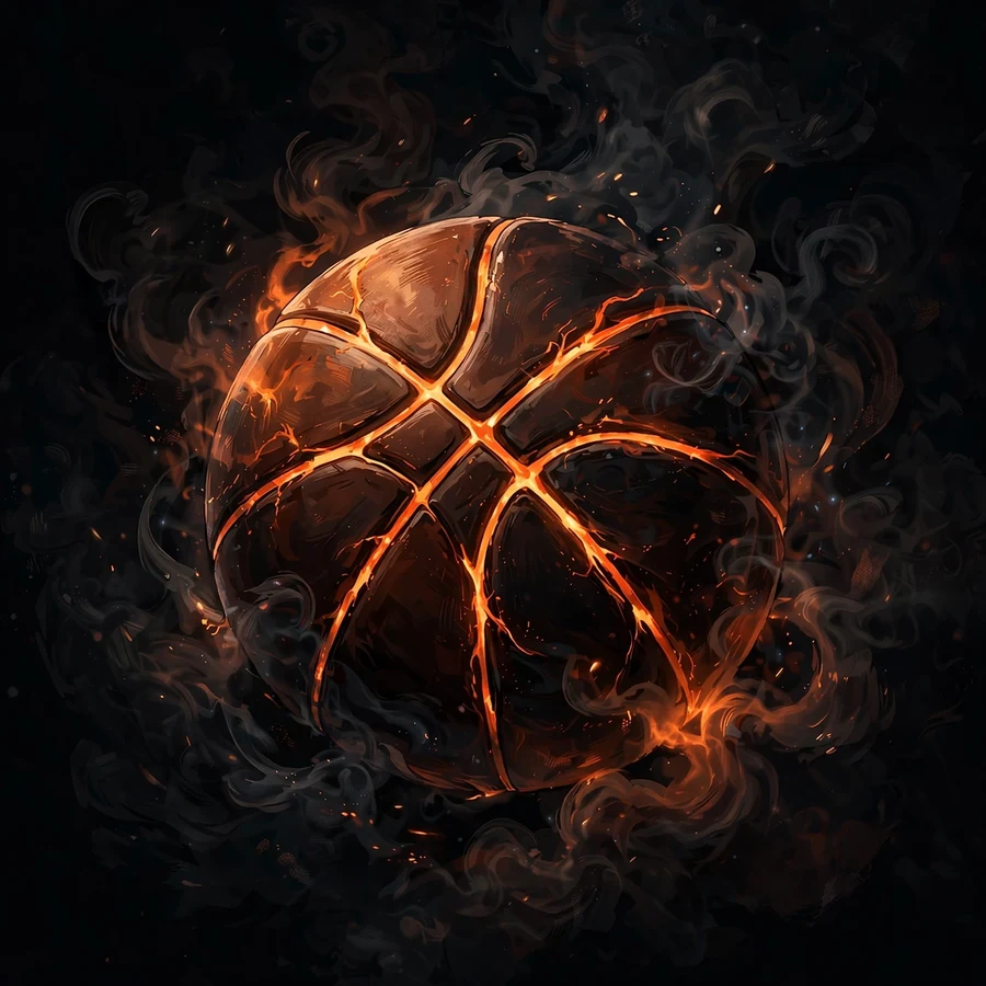 Dark sports pfp: original basketball with glowing seams on black