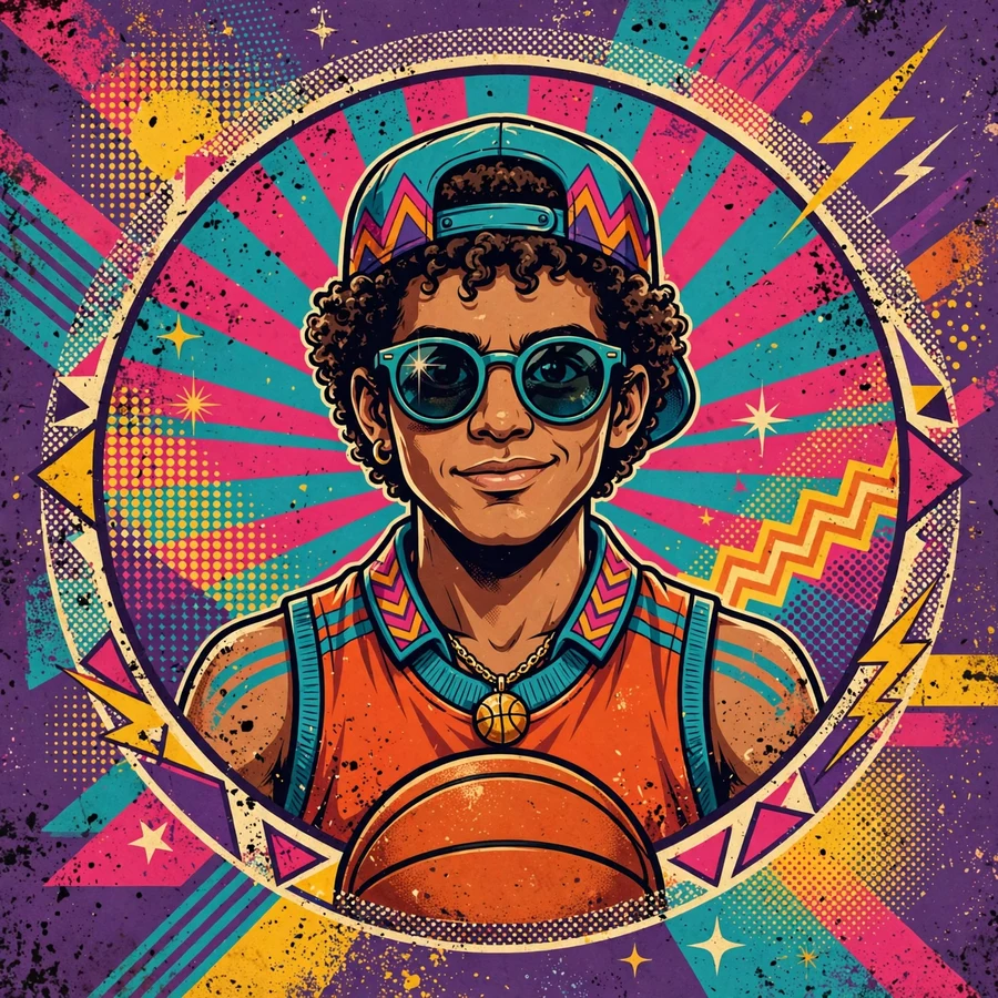 Vintage sports pfp: original retro 80s basketball poster art