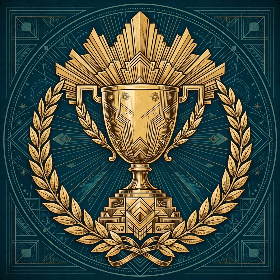 Vintage sports pfp: original retro sports trophy in art-deco gold