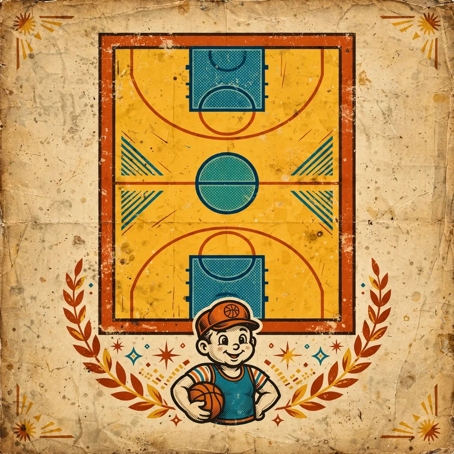 Vintage sports pfp: original retro basketball court diagram art