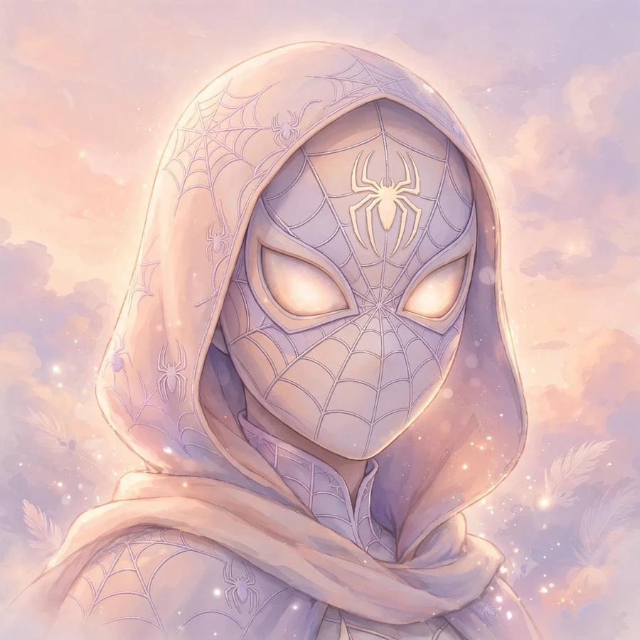 Spiderman aesthetic pfp: original hero portrait in soft pastel gradients