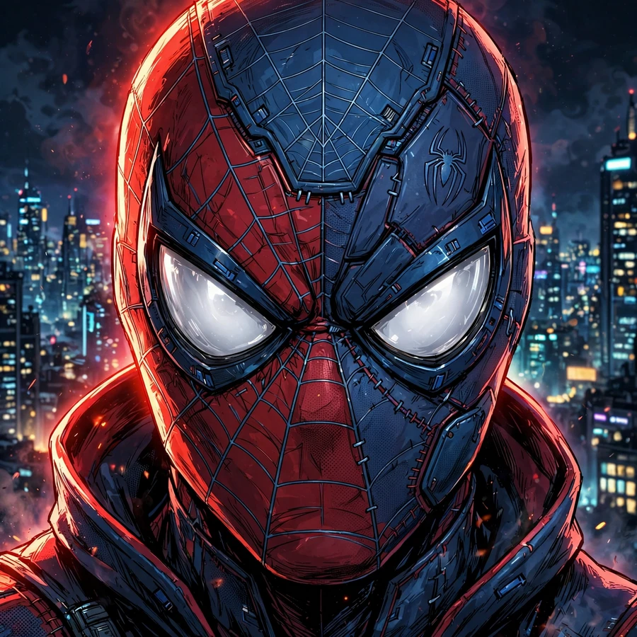 Spiderman pfp: original red-and-blue web-slinger hero close-up portrait