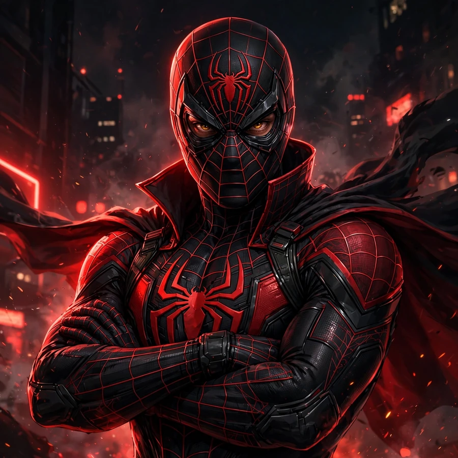 Spiderman miles pfp: original black-and-red masked hero portrait
