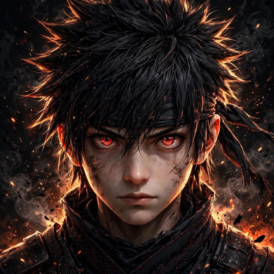 Sasuke pfp 4k: original ultra-detailed ninja portrait with dramatic lighting