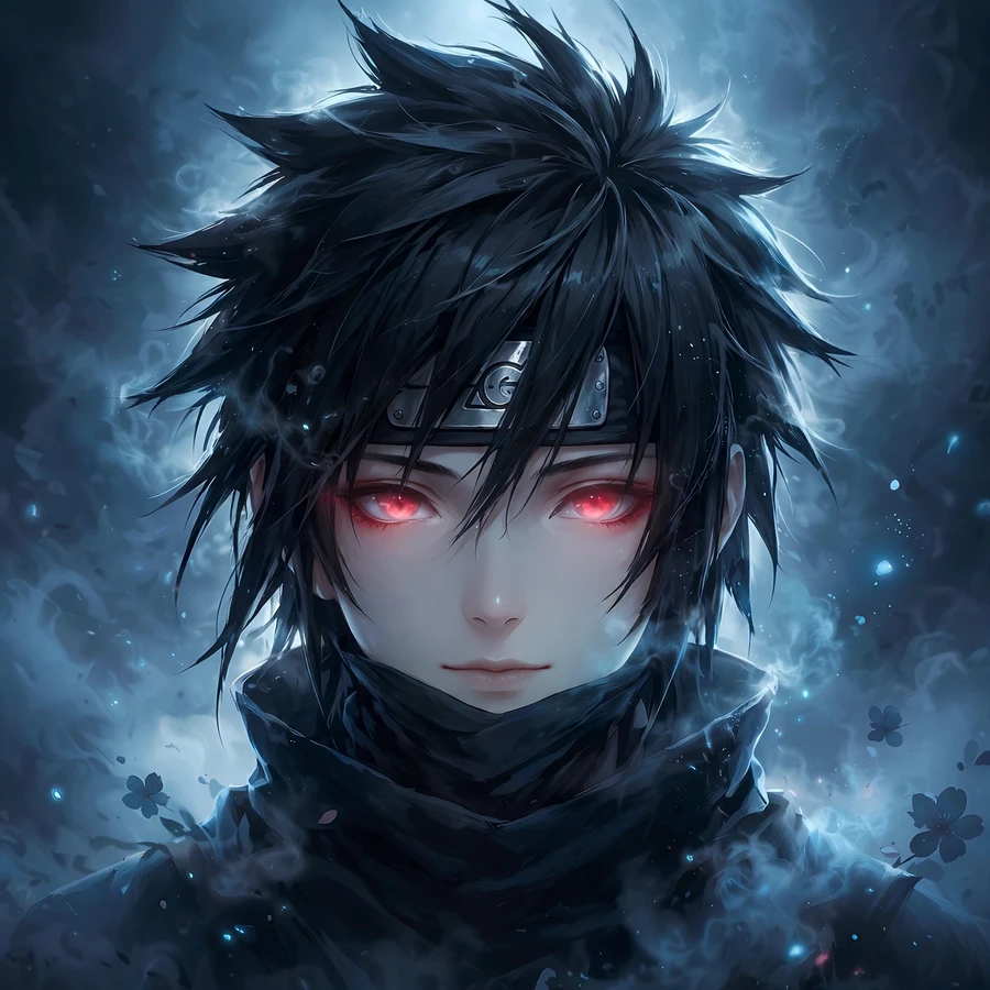 Sasuke pfp aesthetic: original ethereal ninja with moonlight mist
