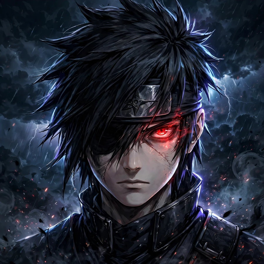 Sasuke pfp: original classic avenger ninja portrait with spiky black hair