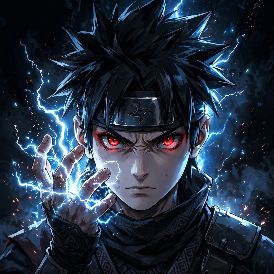 Cool sasuke pfp: original ninja with crackling chidori lightning