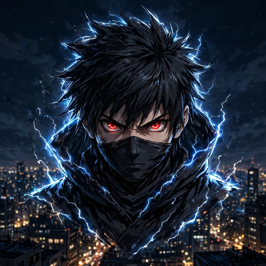 Cool sasuke pfp: original rooftop ninja with lightning glow
