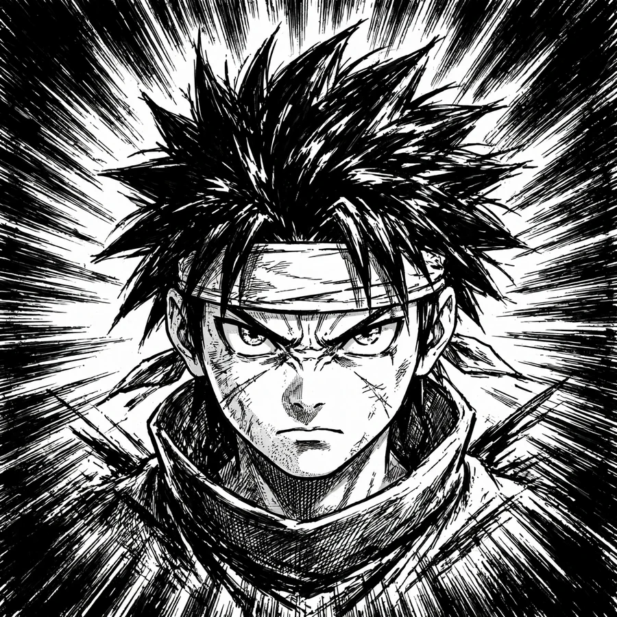 Sasuke manga pfp: original manga panel style intense close-up