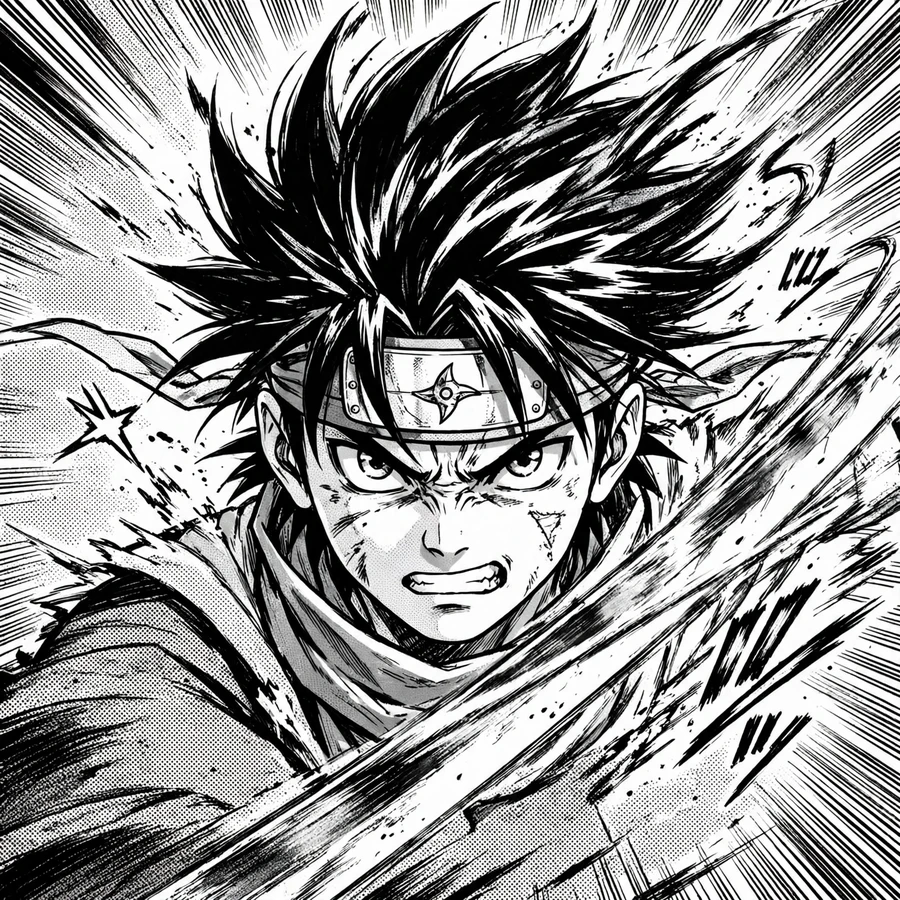 Manga sasuke pfp: original ink screentone battle pose