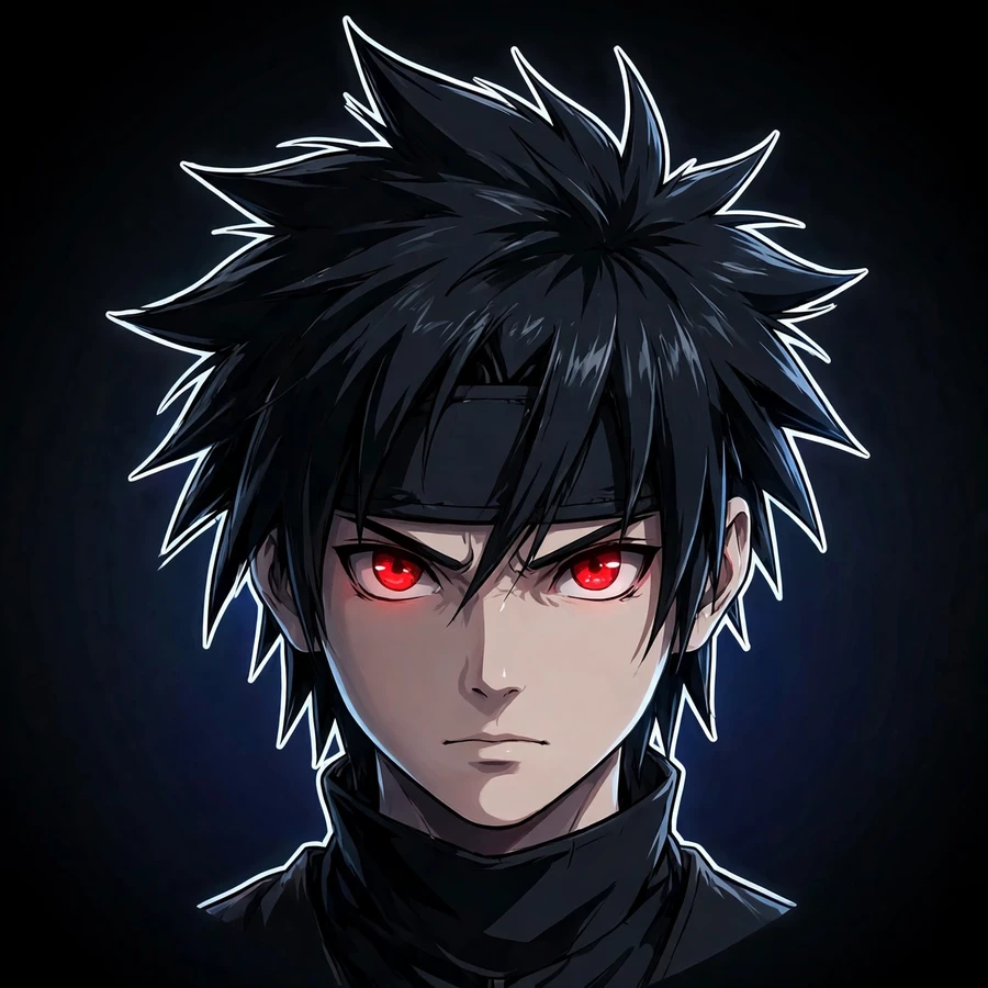 Sasuke pp: original clean minimal ninja portrait for avatars
