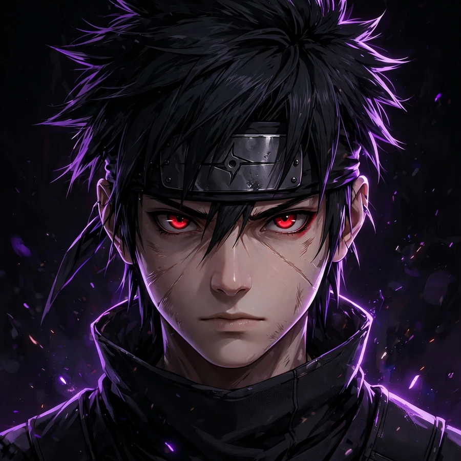Pp sasuke: original edit-style ninja close-up with dark background