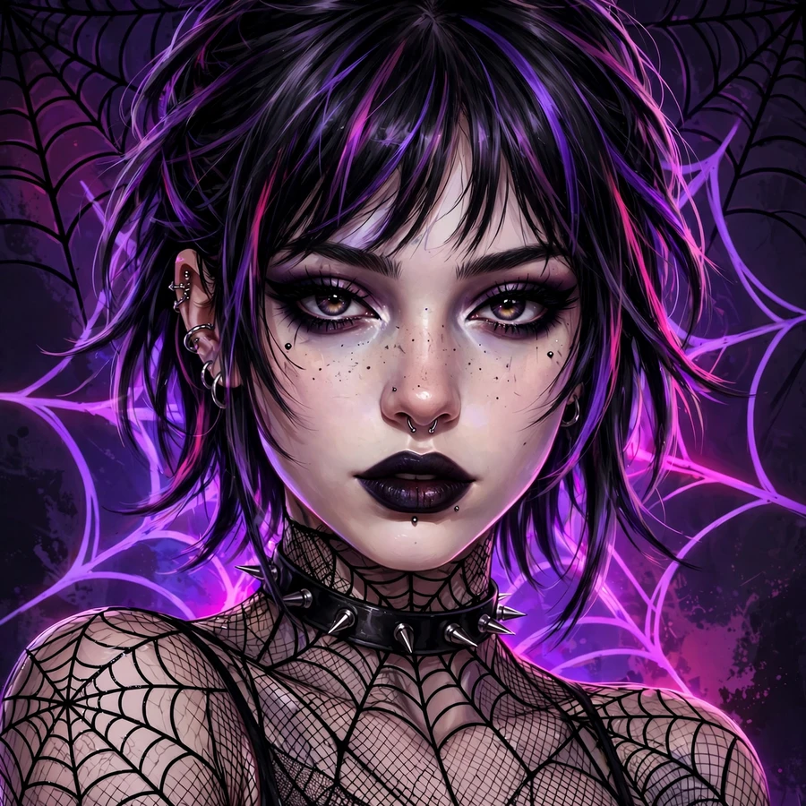 Alternative pfp: alt girl with dark lipstick