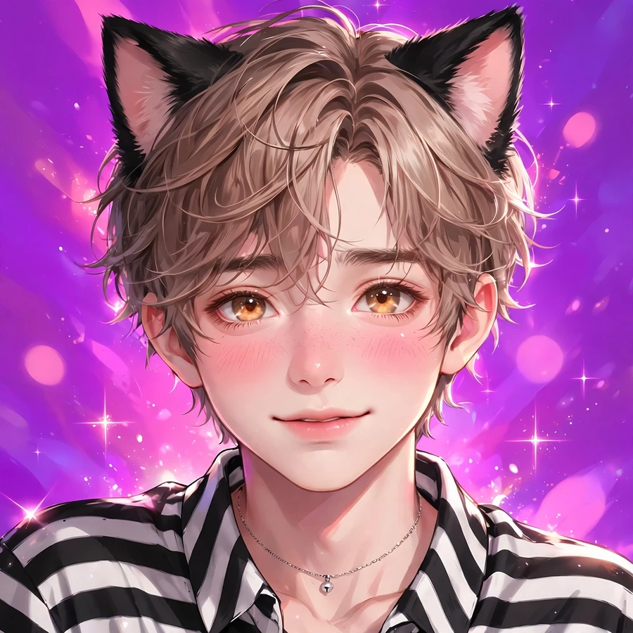 Femboy profile picture: blushing femboy with cat ears