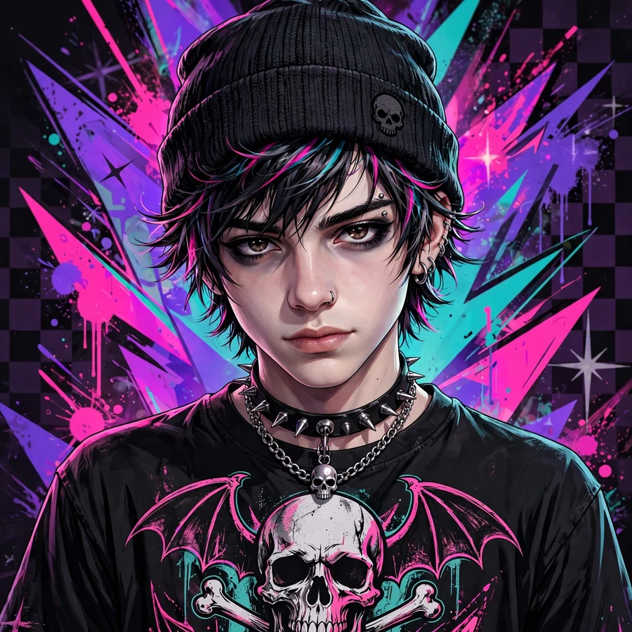 Scenecore pfp: alternative scene boy with beanie
