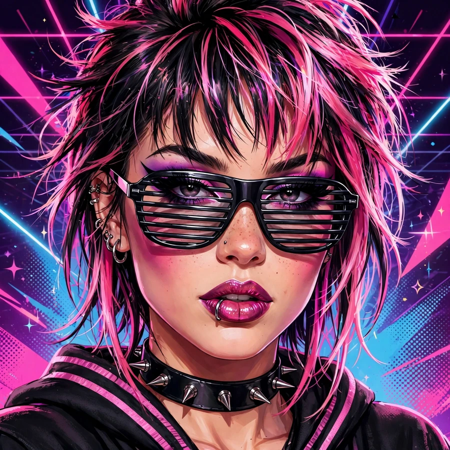 Scene profile picture: retro scene girl with shutter shades