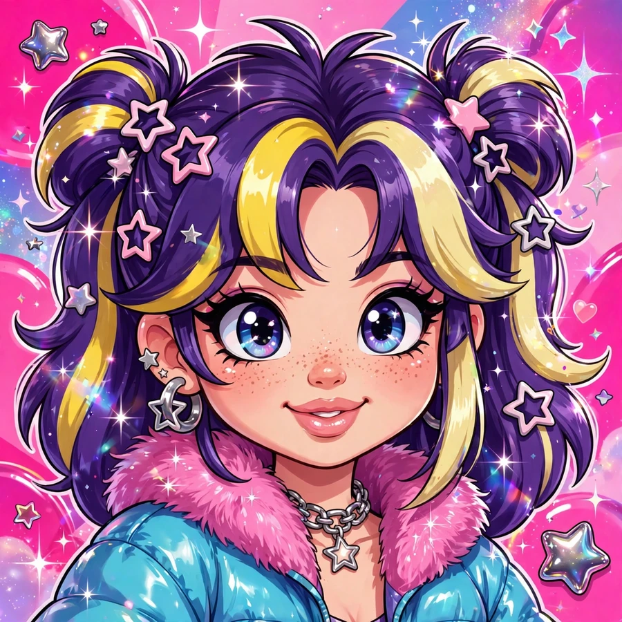 Cartoon y2k pfp: character with chunky highlights