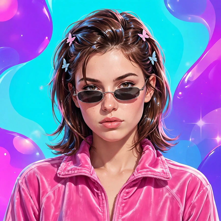 Profile pics y2k pfp: velour tracksuit and tiny sunglasses