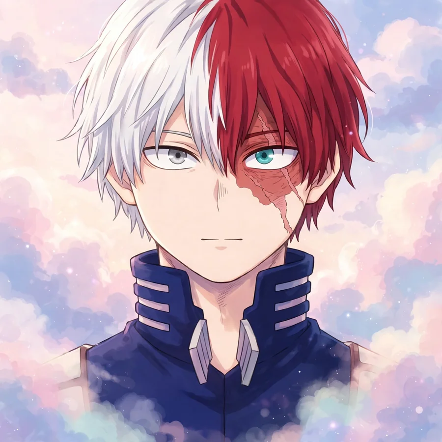 Aesthetic Todoroki pfp: original pastel clouds