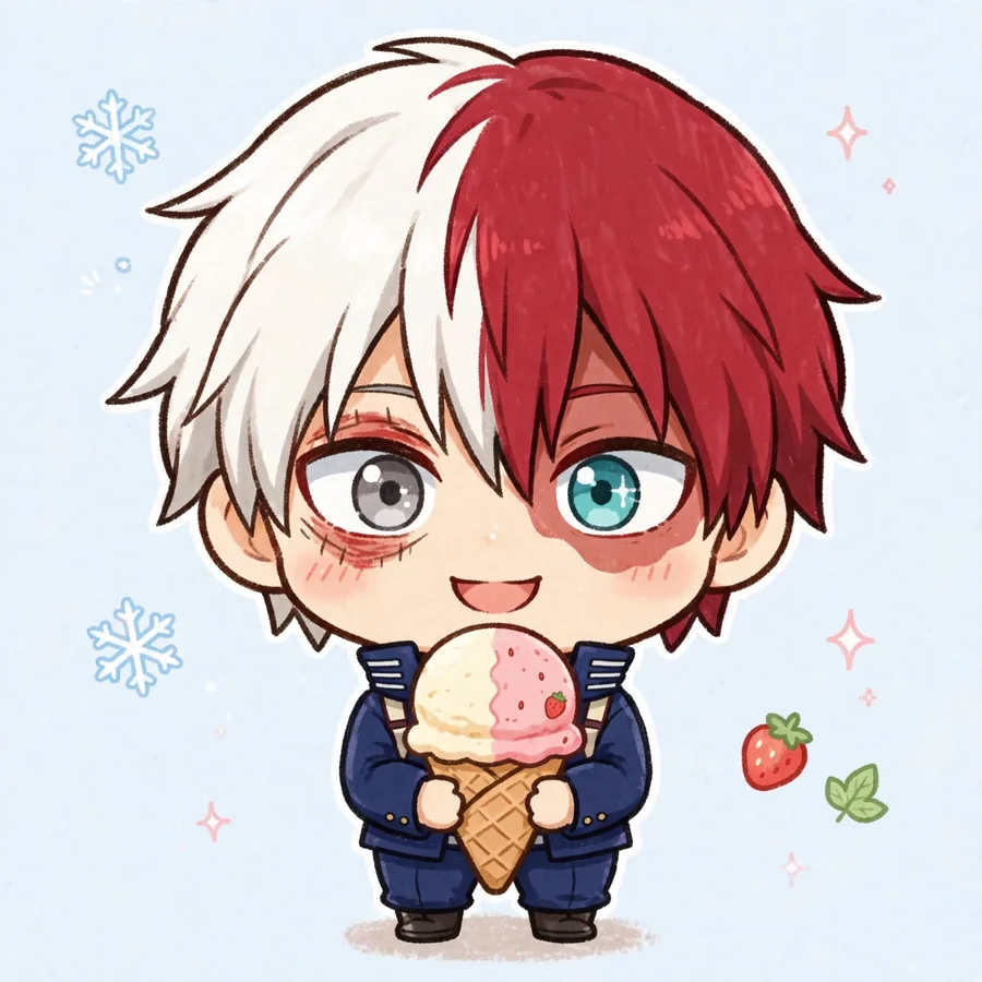 Chibi Todoroki pfps: original tiny ice cream