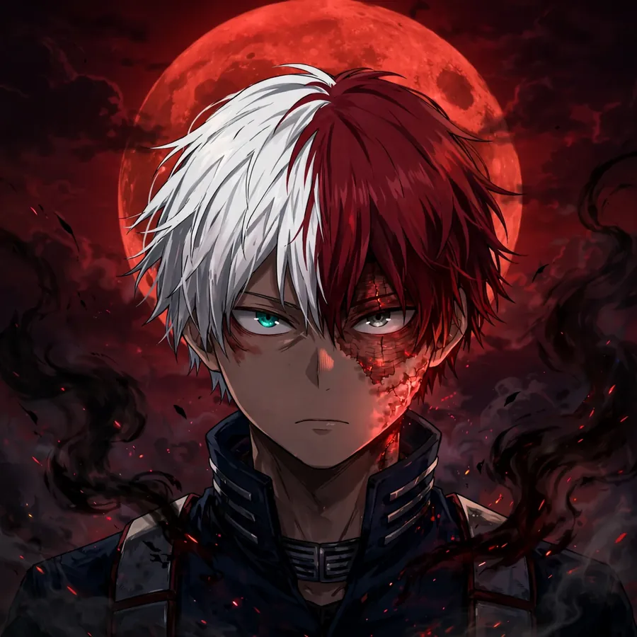 Dark Todoroki pfp: original red moon