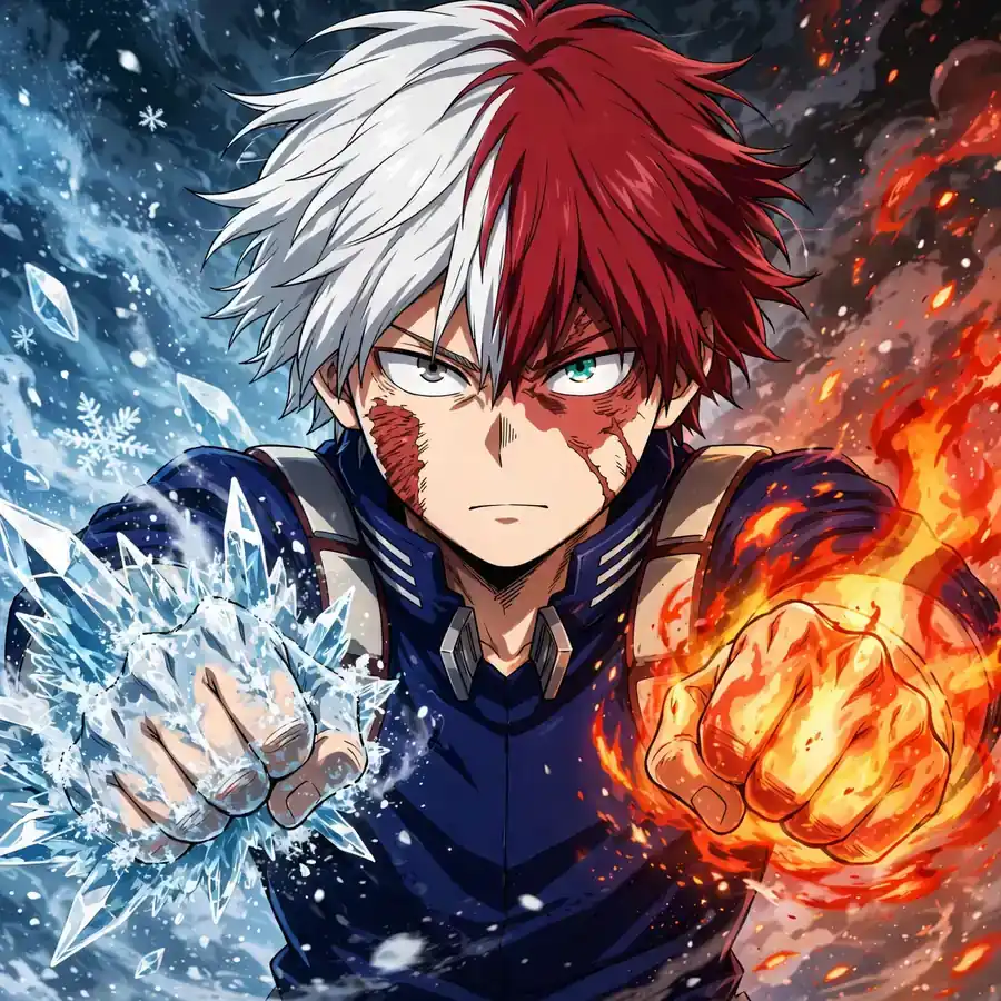 Fighting Todoroki pfp: original dual-quirk fists