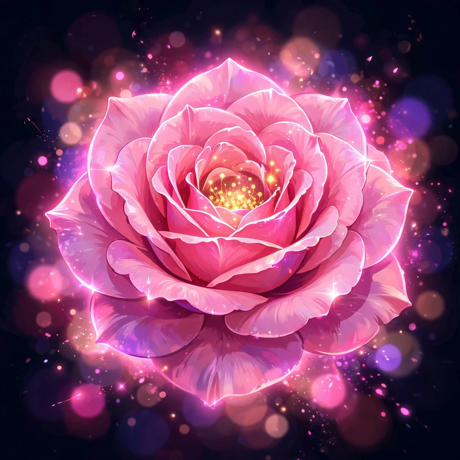 Flower pfp: glowing rose bloom in soft pink light