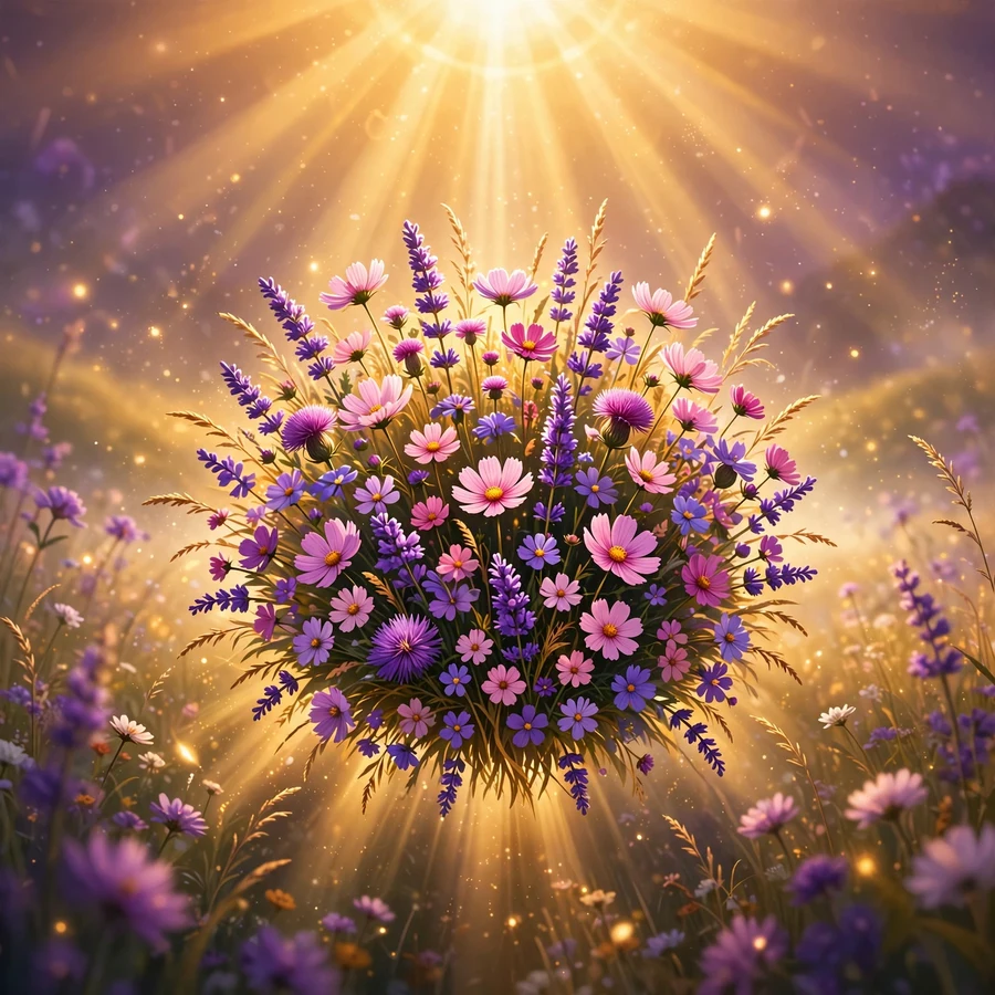 Pfp flowers: dreamy wildflower field at golden hour