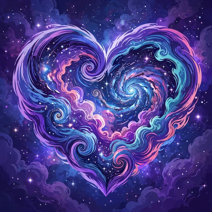 Heart pfps: cosmic love heart in a galaxy swirl