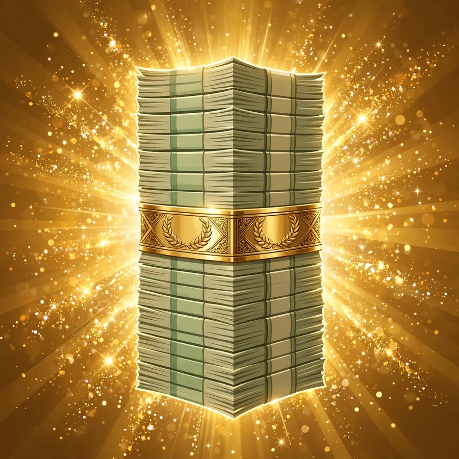 Money pfp: stack of cash with golden glow background