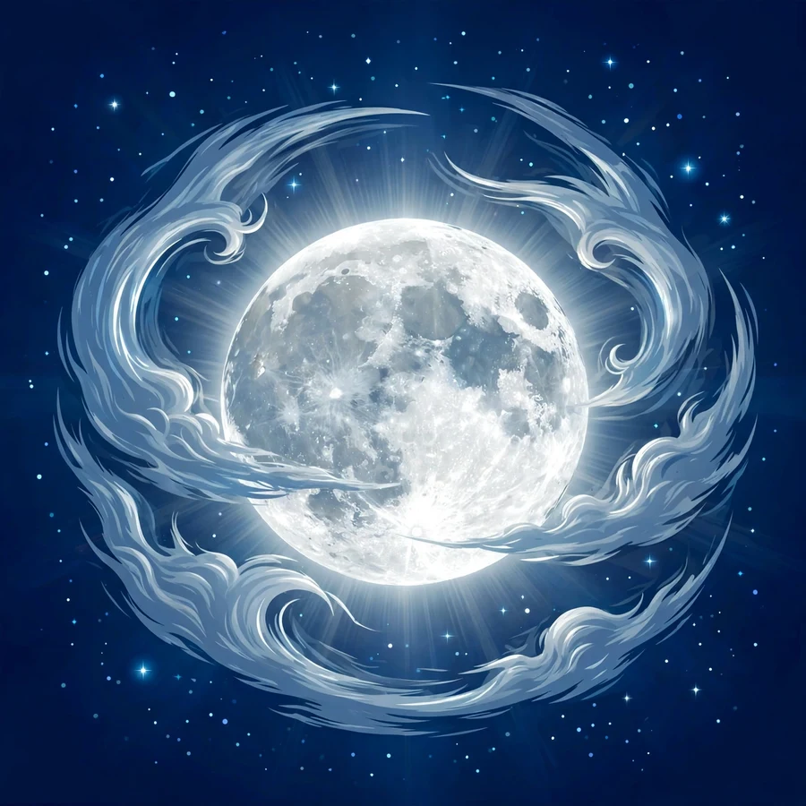 Moonlight pfp: full moon glowing through clouds