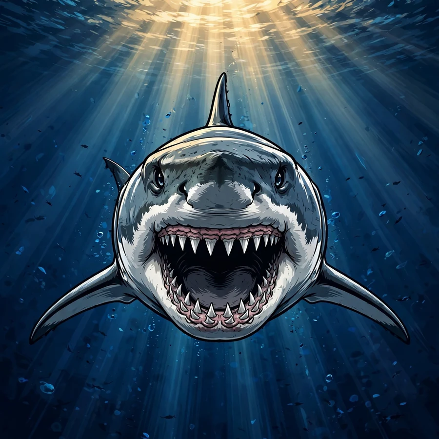 Shark pfp: great white shark with open jaws
