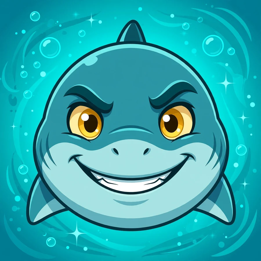 Pfp shark: cartoon shark with smug grin