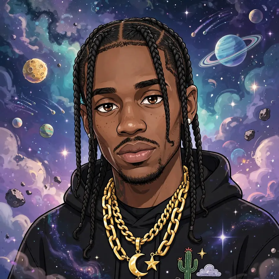 Travis Scott astroworld pfp: original cosmic scene